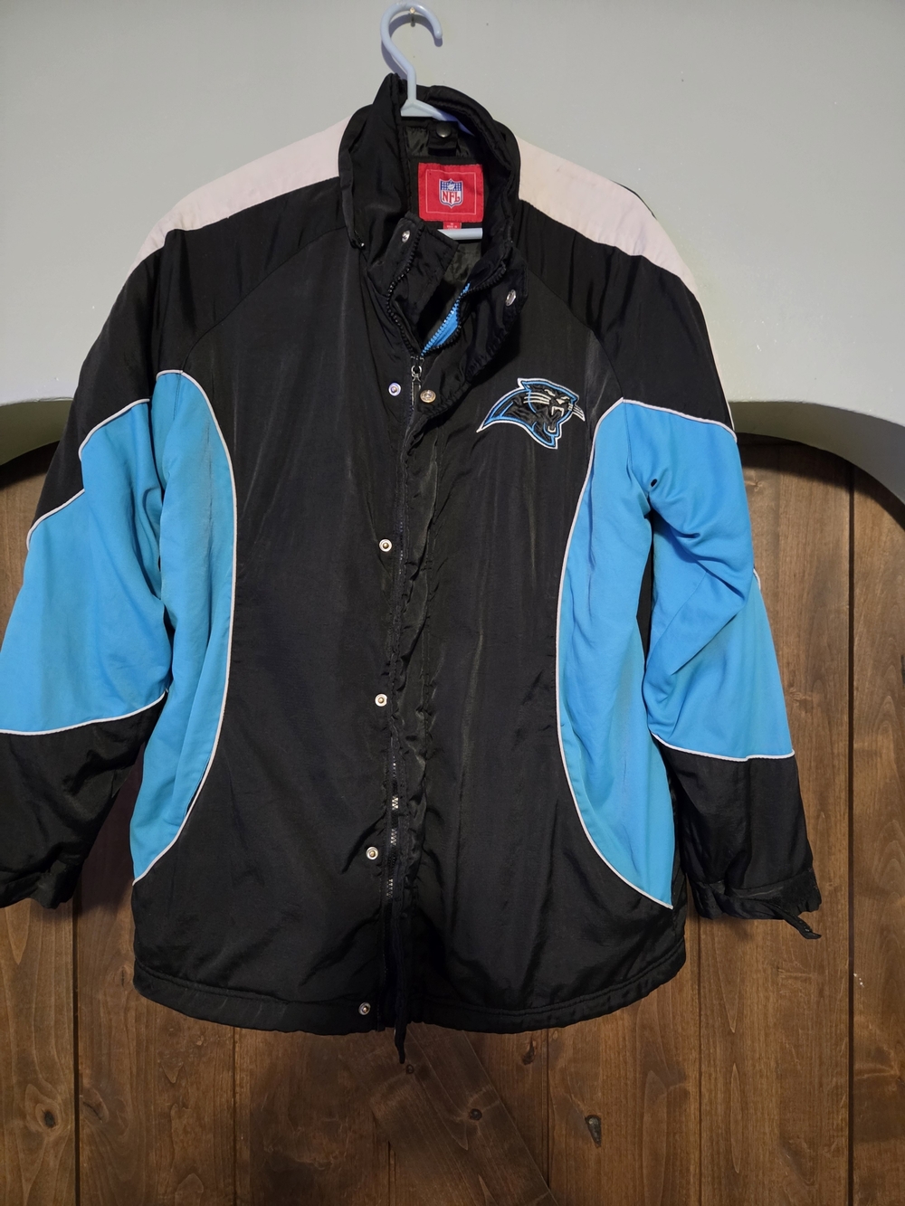 NFL Carolina Panthers Black and Blue Puffer Jacket